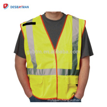 Cheap Fluo Yellow 100% Polyester Mesh Hi Vis Workwear Reflective Vest Pockets With Zipper And Reflective Tapes EN471 Class 2